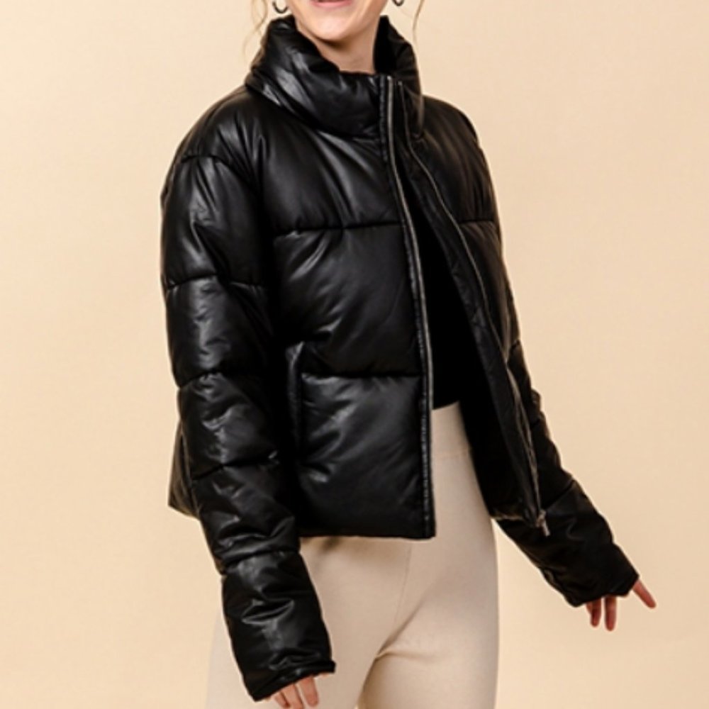 ON THE MOVE BLACK PUFFER JACKET